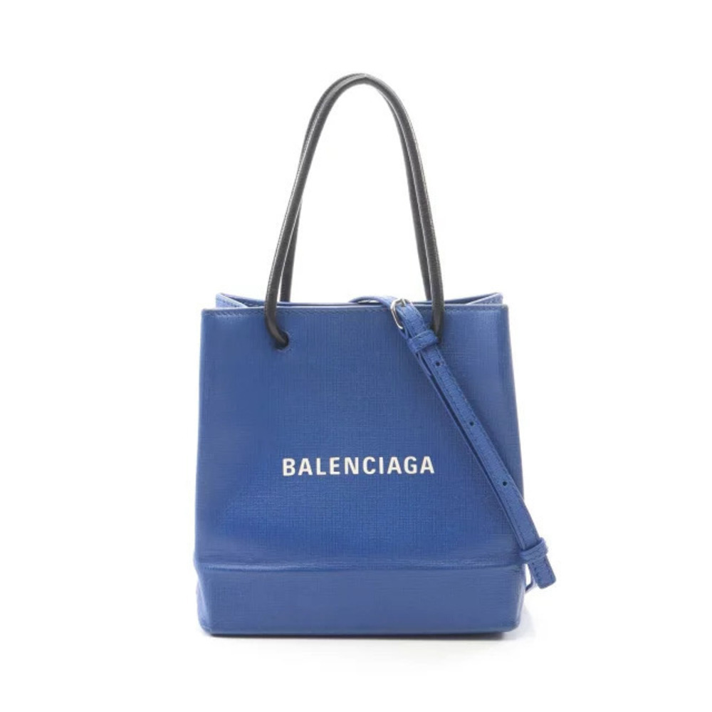 Balenciaga Shopping Tote Bag Leather Blue Black